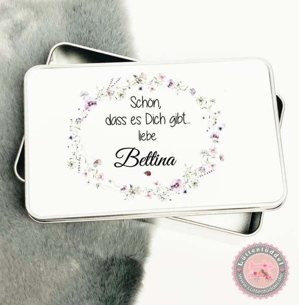 zauberhafte Dose KEKSDOSE Plätzchendose mit Name personalisiert feiner Blumenkranz Weihnachten Geschenke Geburtstag von Lüttentüddel®